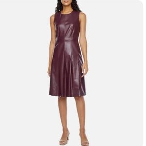LIZ Claiborne Faux Leather Pleated Skirt Dress